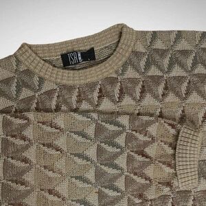 VTG 90s TSA Abstract Geometric CrewNeck Sweater Men Size Large(Runs 2XL) Gray